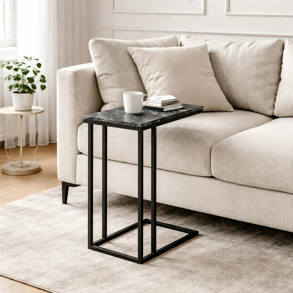 Table d'appoint marbre noir pour ordinateur DUOMO