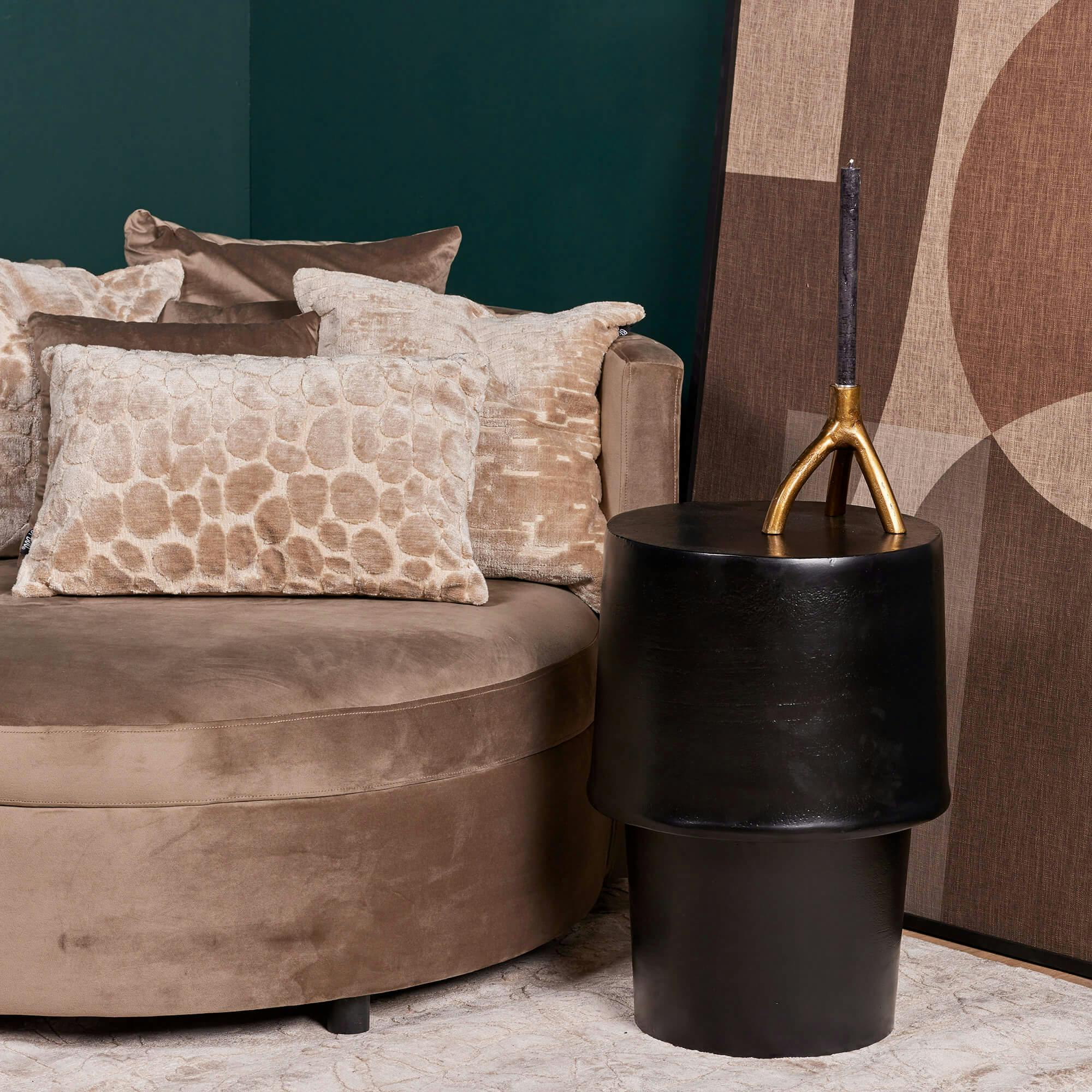 Table d'appoint noire design tambour KANO