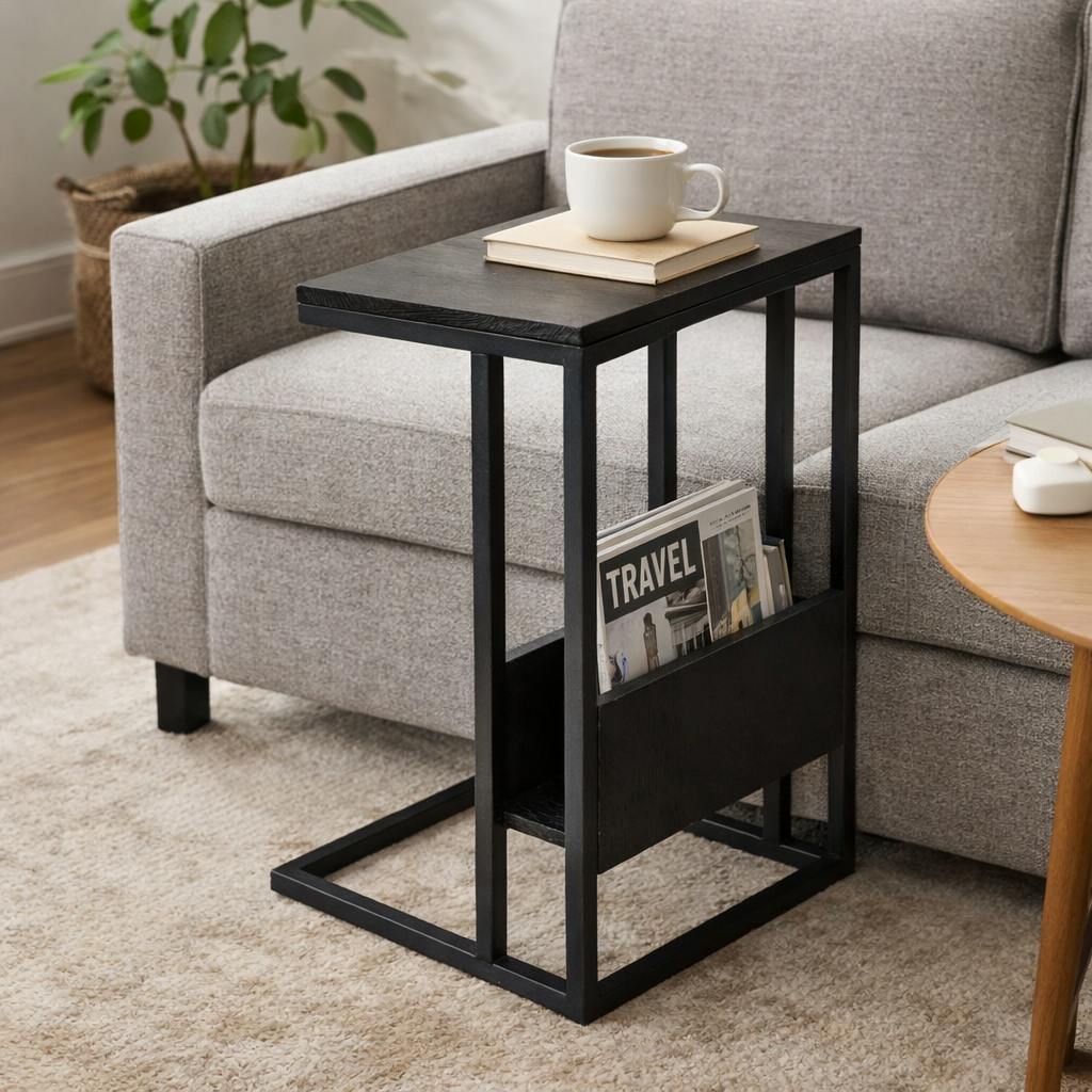 Table d'appoint noire pour ordinateur ALMA