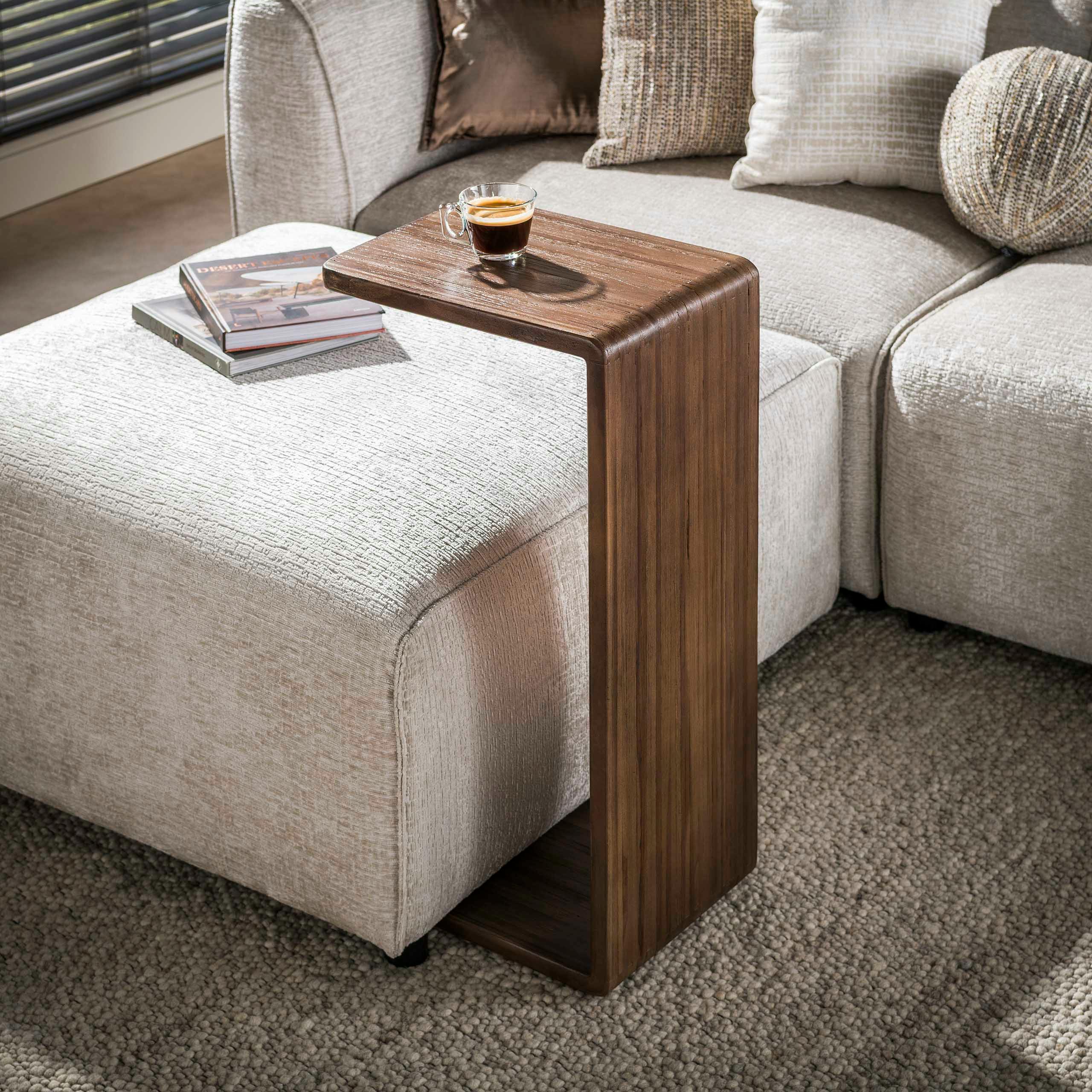 Table d'appoint ordinateur bois recyclé foncé YOGY