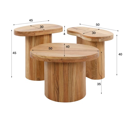 Table d'appoint organique 3 formes (lot de 3) MELBOURNE