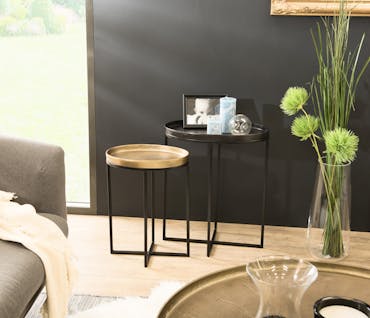  Tables basses gigognes ovales en metal dore et noir style contremporain
