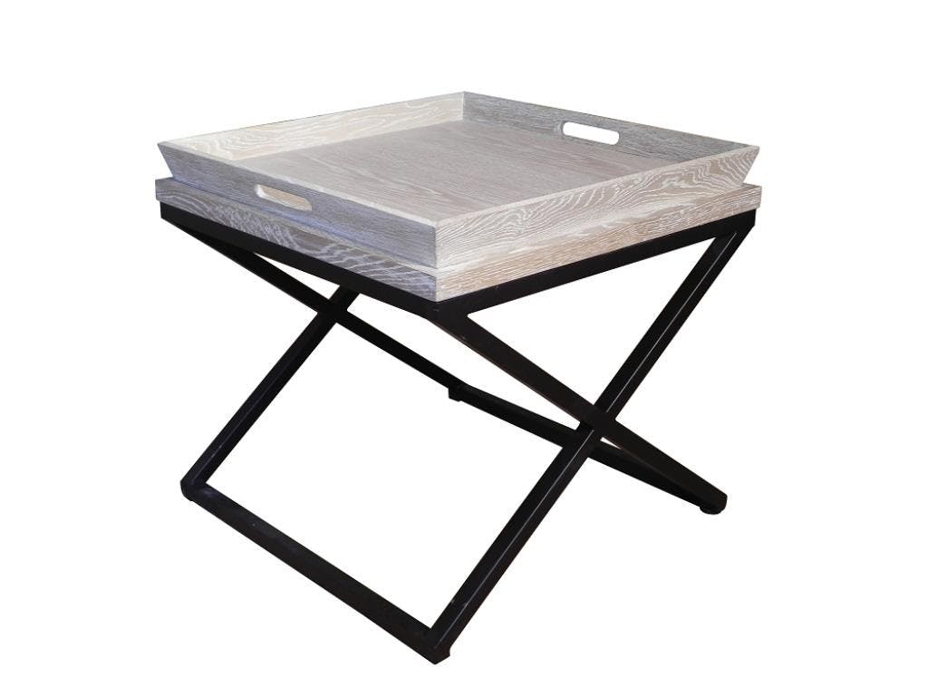 Table d'appoint plateau Chêne et métal 60x56cm SULLY