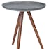 Table d'appoint plateau métal gris vieilli,pieds bois - D45 H50cm