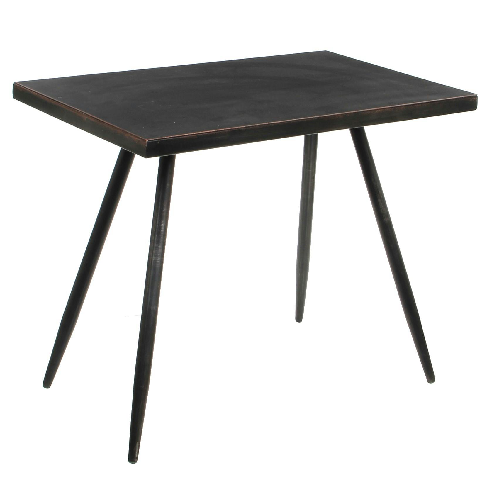 Table d'appoint rectangle métal veilli H 40 cm