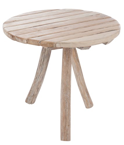 Table d'appoint ronde 3 pieds en bois naturel D75 H65cm