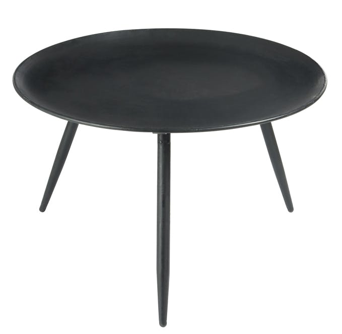 Table d'appoint ronde 3 pieds en métal noir D63 H39cm