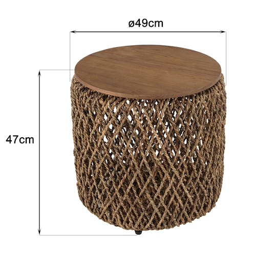 Table d'appoint ronde 49 cm fibre de coco et bois recyclé SWING