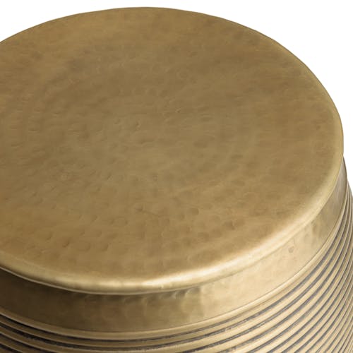 Table d’appoint ronde alu doré foncé strié style antique NADOR
