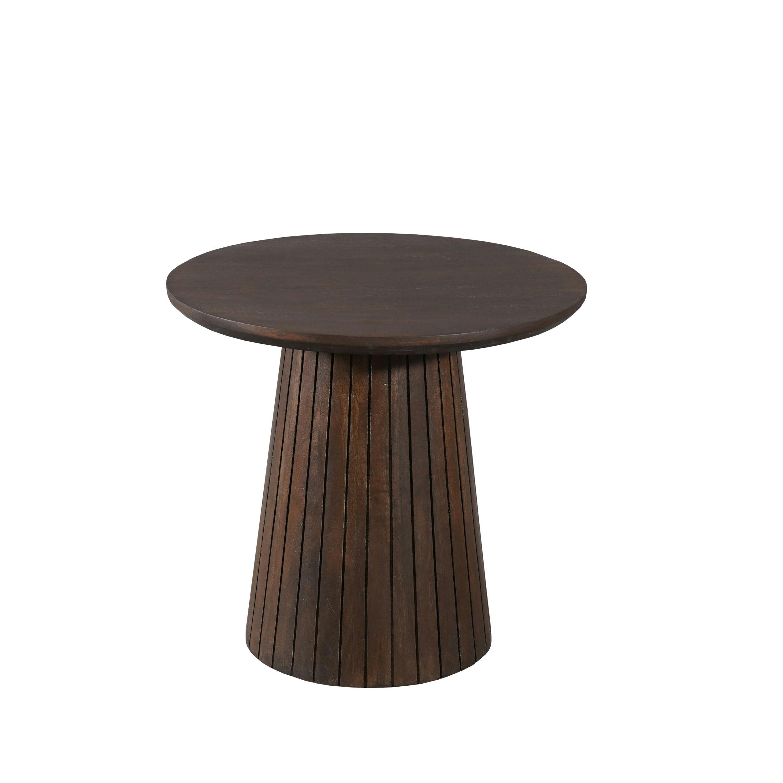 Table d'appoint ronde bois marron à pied rainuré Ø50 cm CALERO