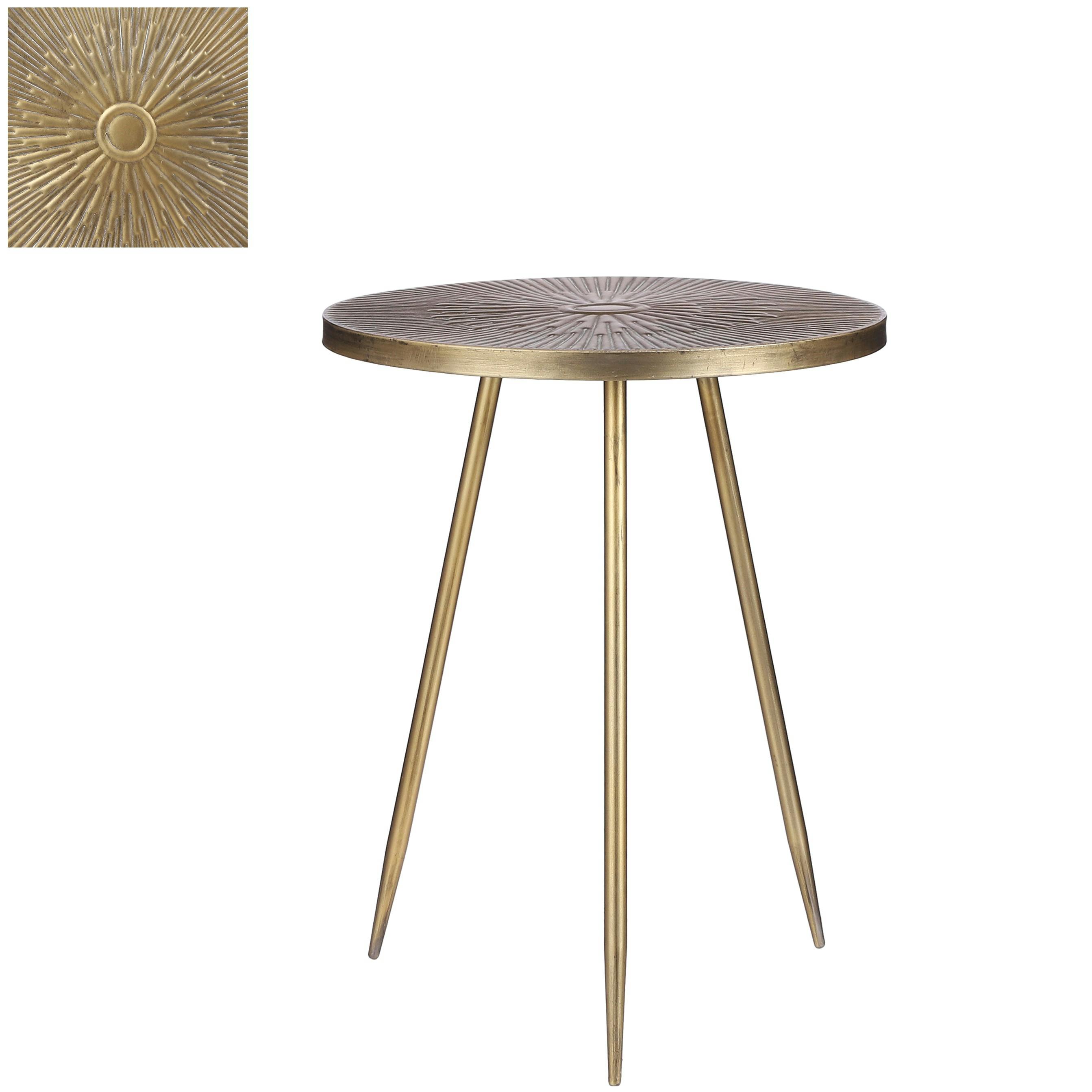 Table d'appoint ronde dorée H 48 cm