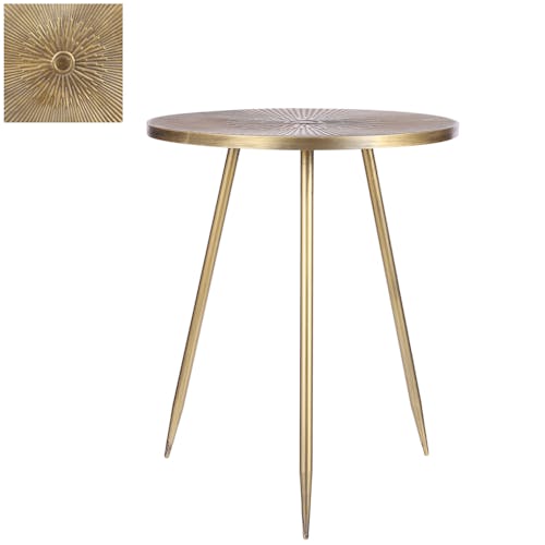 Table d'appoint ronde dorée H 60 cm