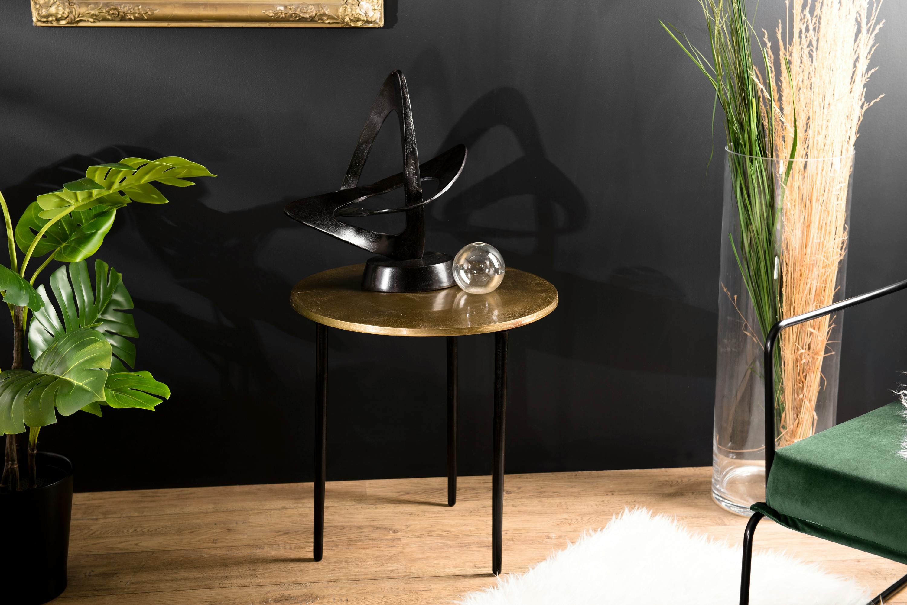 Table d'appoint ronde dorée ZALA