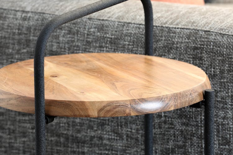 Table d'appoint ronde double plateau en bois d'acacia