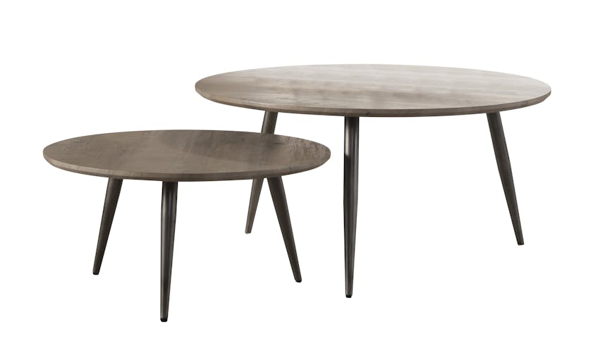 Tables basses gigognes effet bois pieds metal de style contemporain