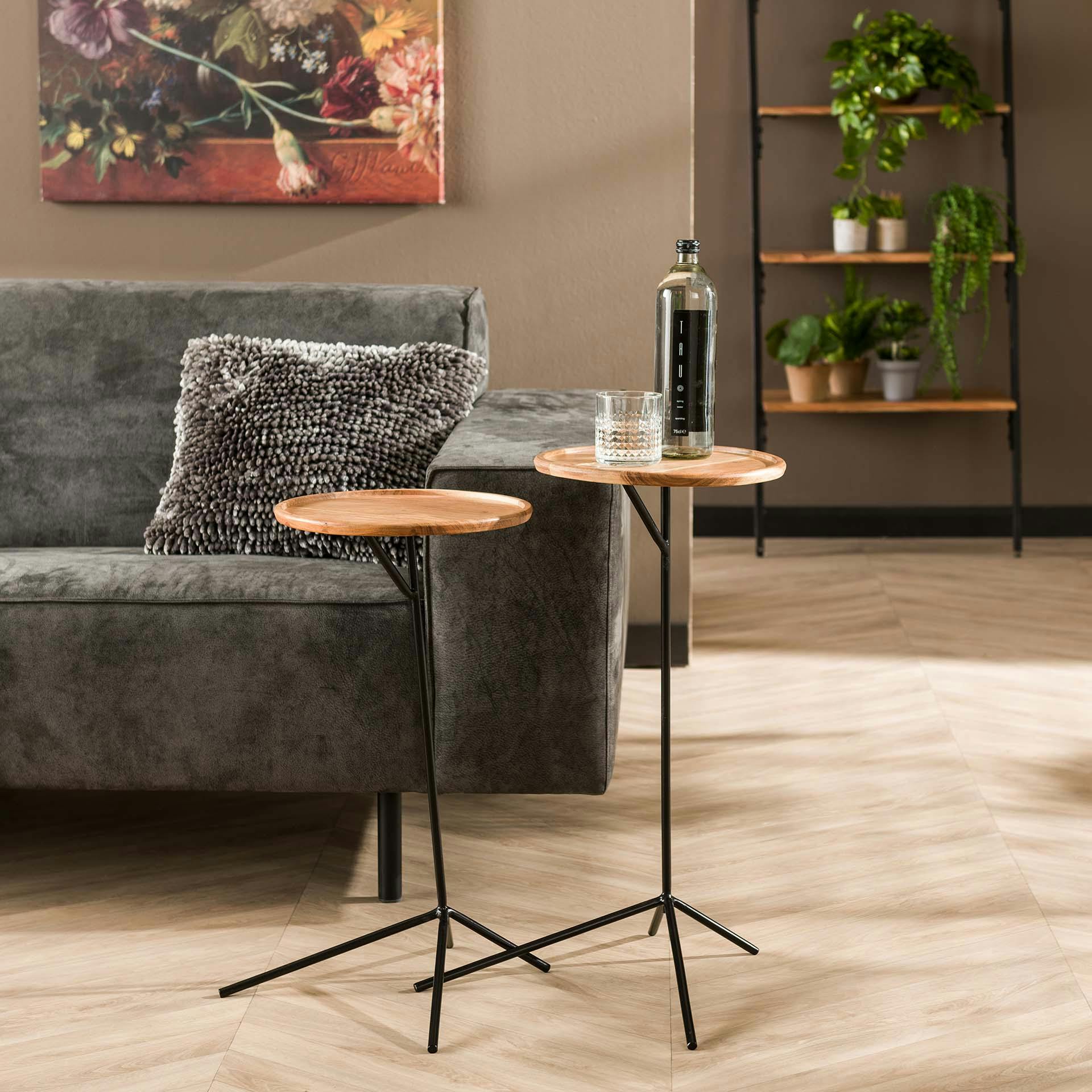 Table d'appoint ronde en acacia (lot de 2) MELBOURNE