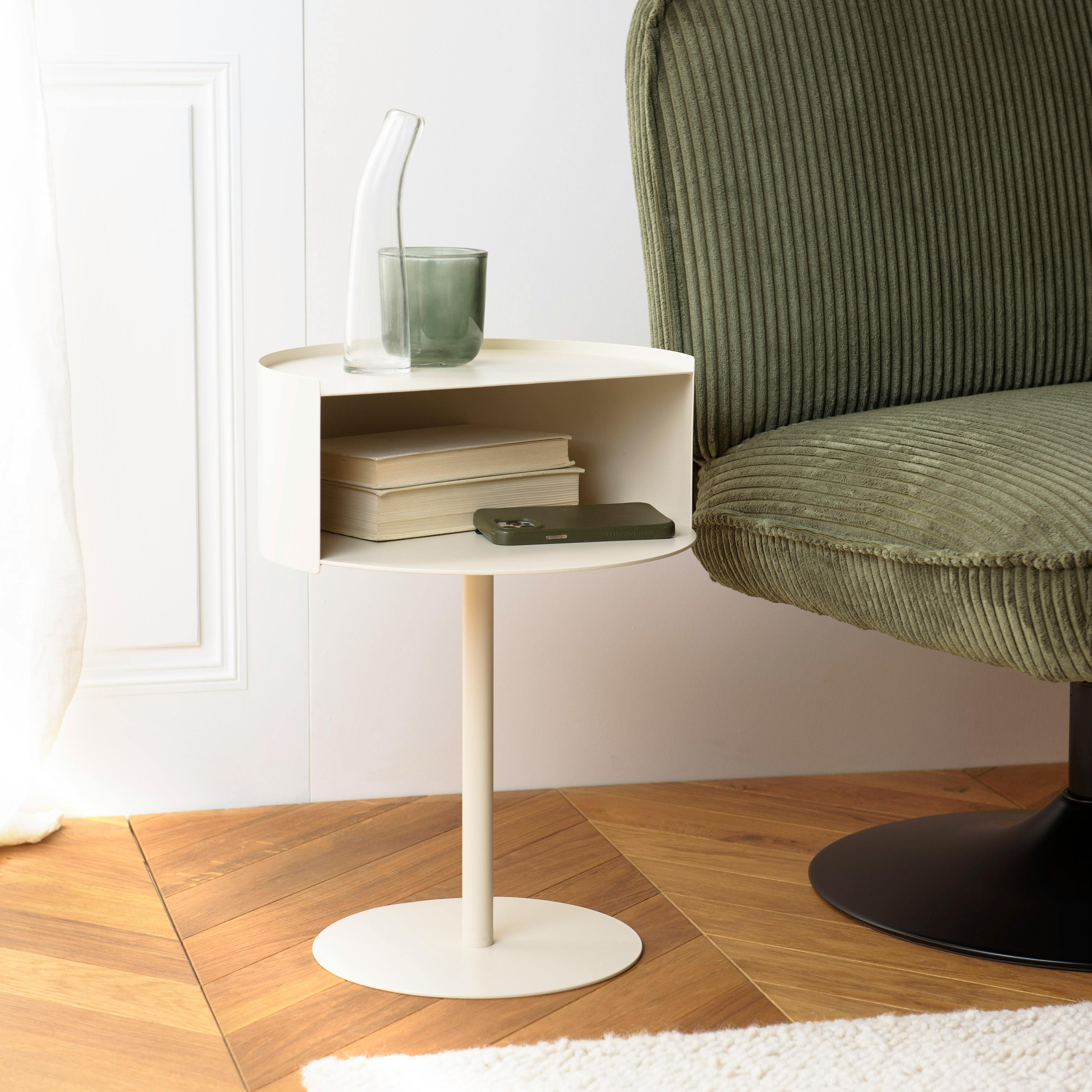 Table d'appoint ronde en acier beige CASTILLE