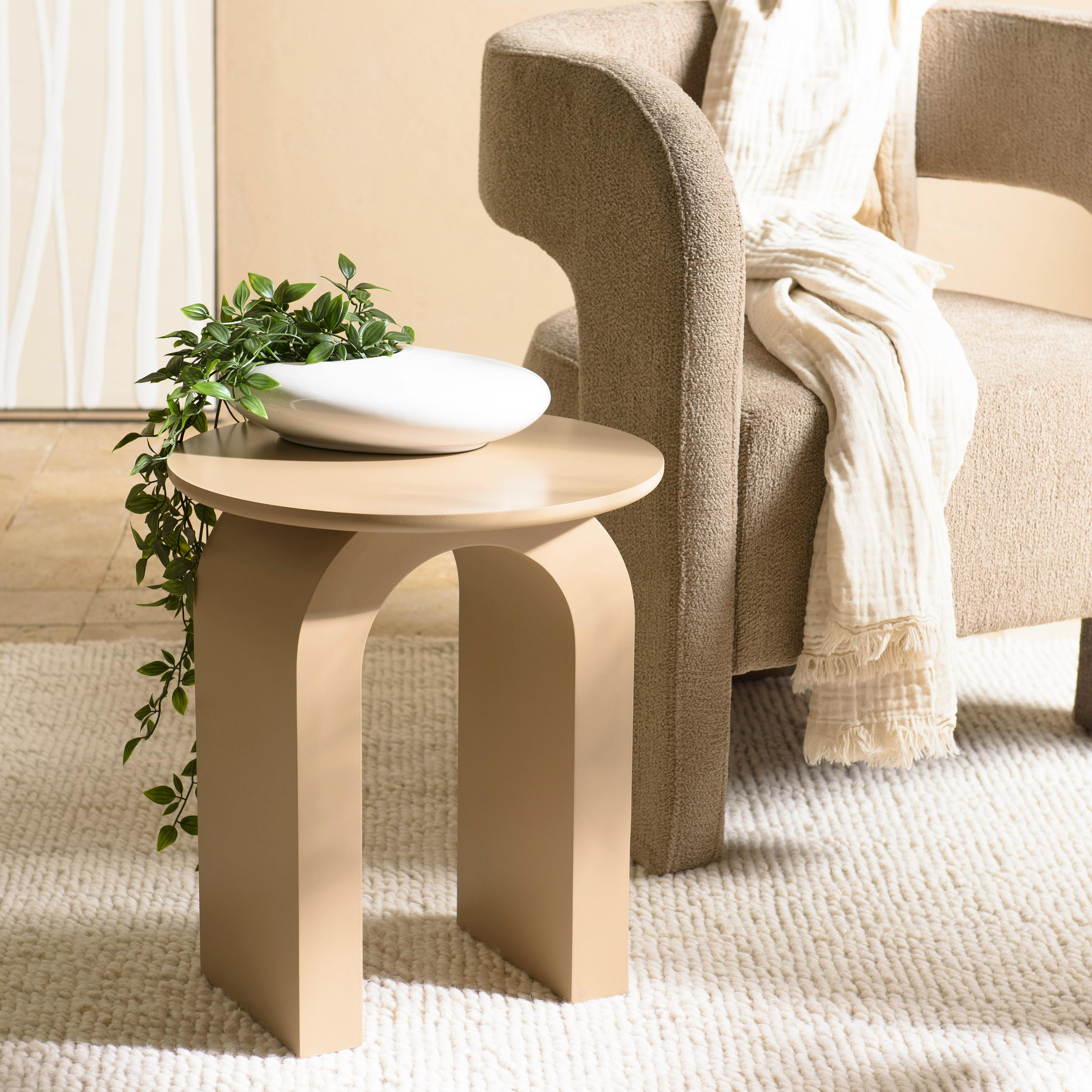 Table d'appoint ronde en bois laqué taupe D40cm CASTILLE