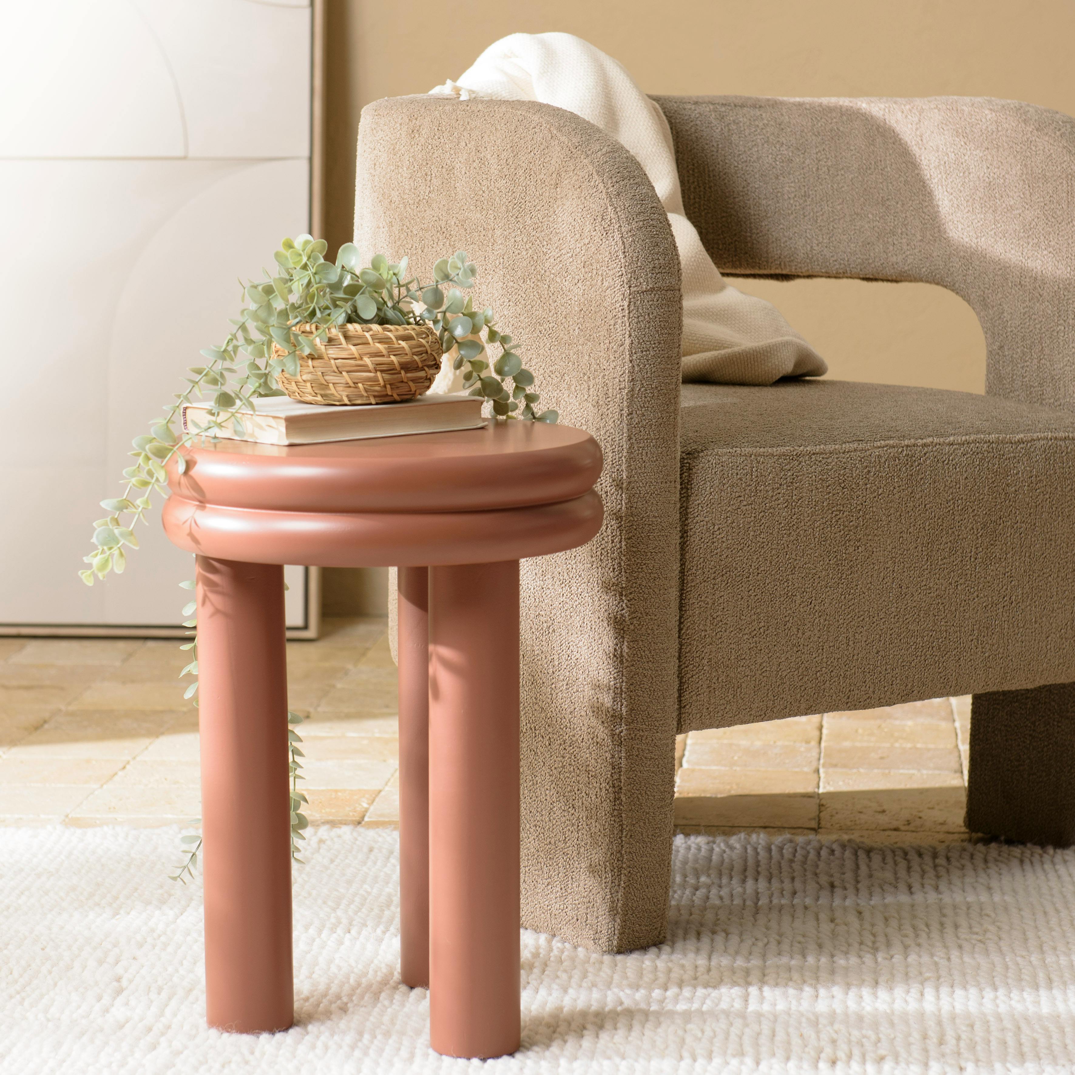 Table d'appoint ronde en bois peint terracotta D35cm CASTILLE