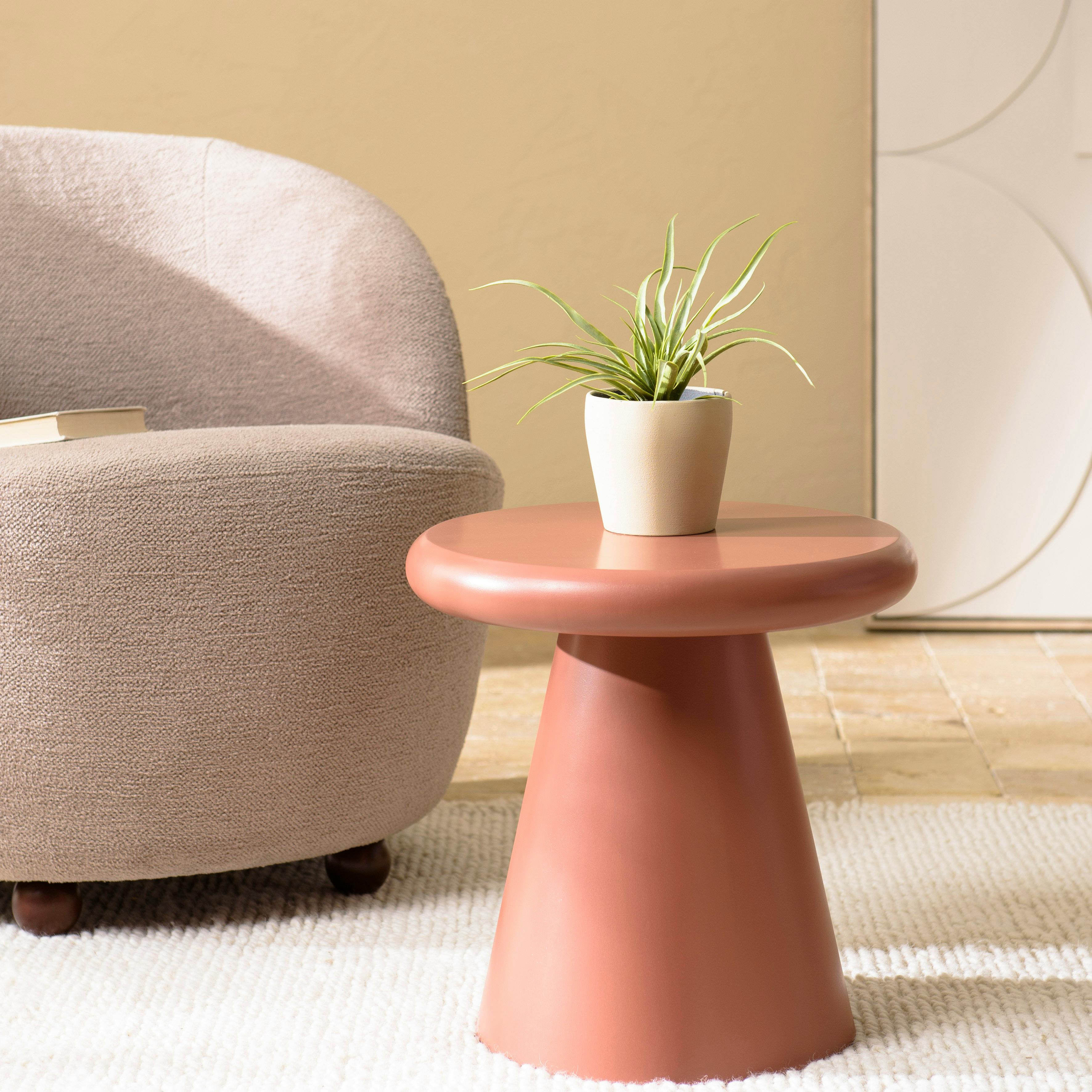 Table d'appoint ronde en bois peint terracotta D40cm CASTILLE