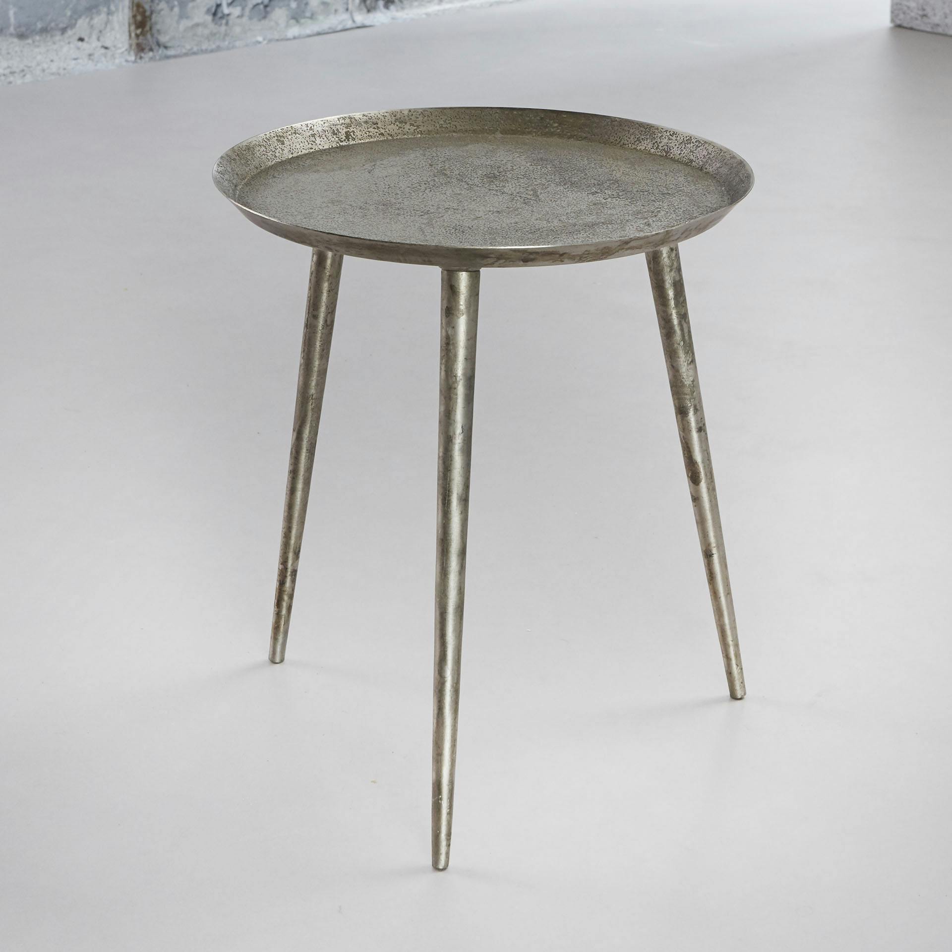 Table d'appoint ronde finition argent vieilli 40 cm
