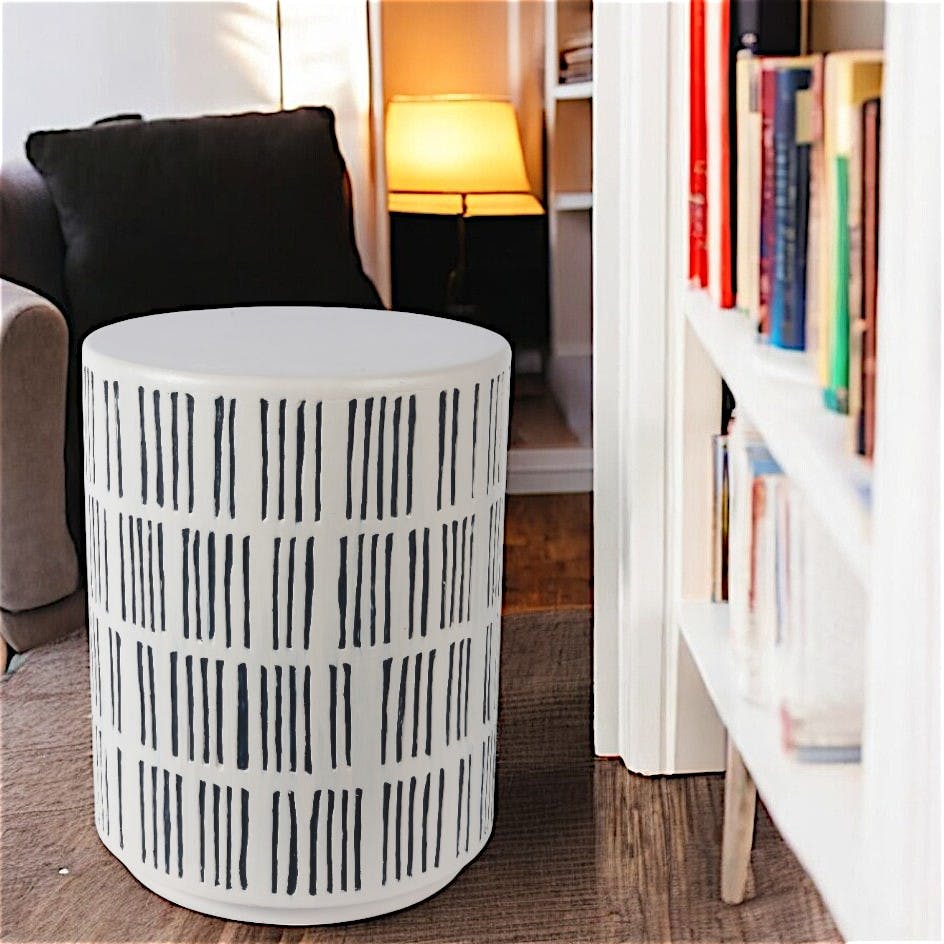 Table d'appoint ronde manguier blanc et noir NOVA