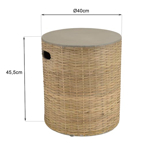 Table d'appoint ronde pour jardin bambou et béton HERCULE