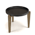 Table d'appoint ronde pour jardin béton noir mat et pieds bois HERCULE