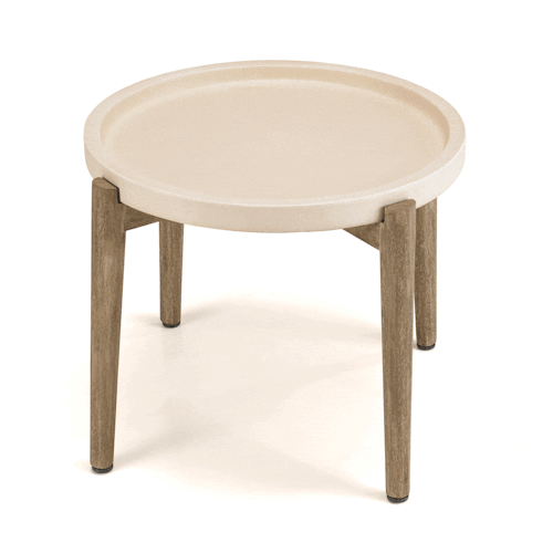 Table d'appoint ronde pour jardin bois et béton beige HERCULE