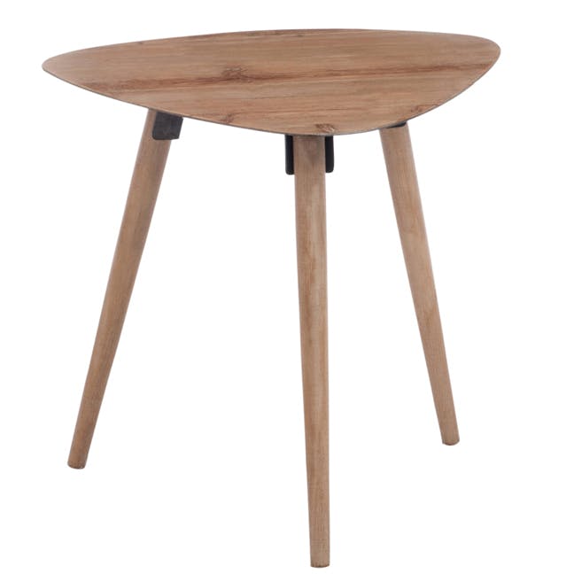 Table d'appoint triangulaire scandinave en chêne 46x58x54cm