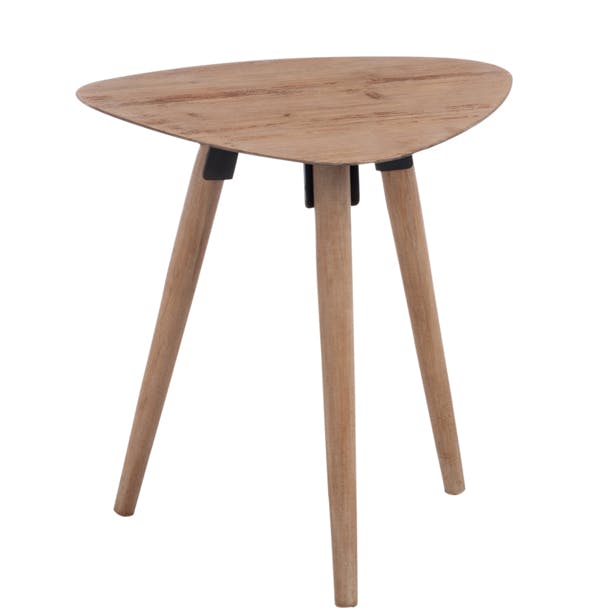 Table d'appoint triangulaire scandinave en chêne 48x39x50cm