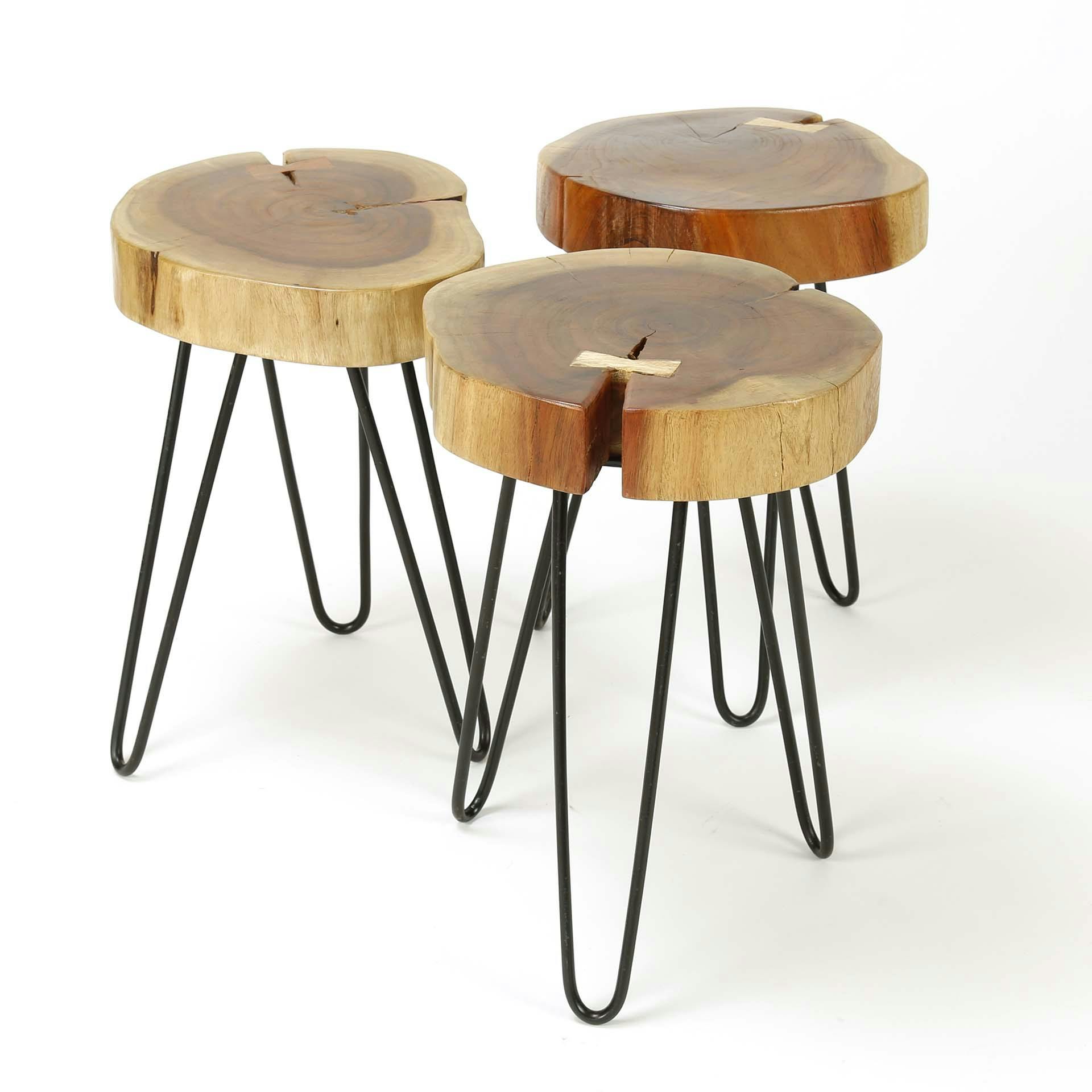 Table d'appoint tronc d'arbre acacia CANADA