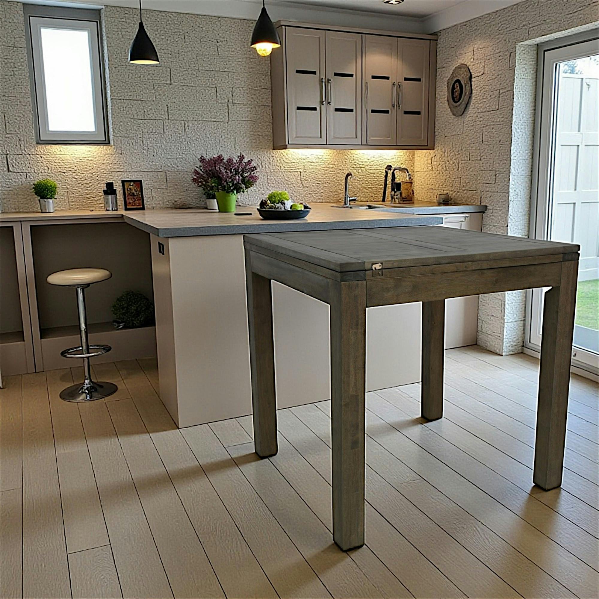Table de bar Hévéa extensible 90/180x90x92cm ATTAN