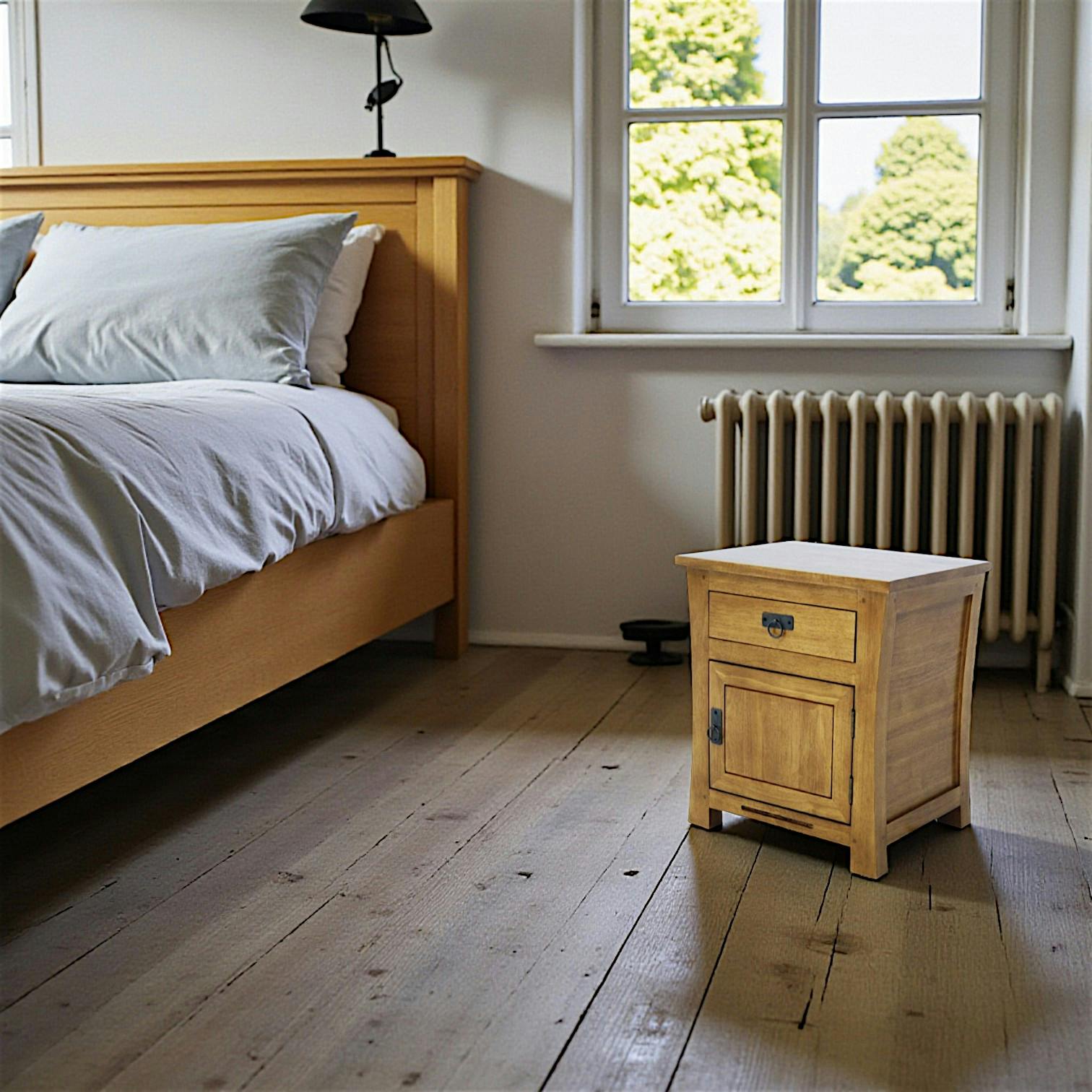 Table de chevet 1 tiroir droite hévéa 50x42x60cm MAORI