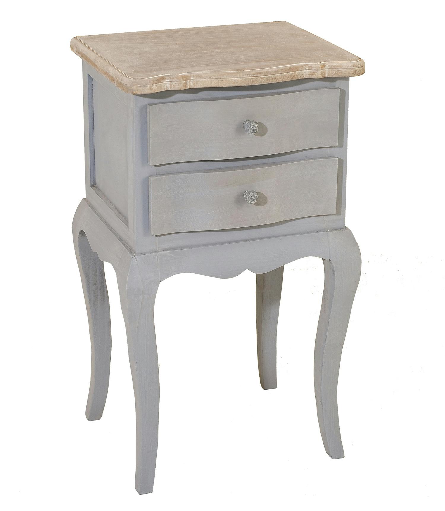 Table de chevet 2 tiroirs bois gris CALIE