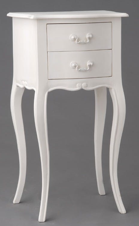 Table de chevet 2 tiroirs en Acajou blanc romantique APOLLINE L 40 x P 30 x H 75 AMADEUS