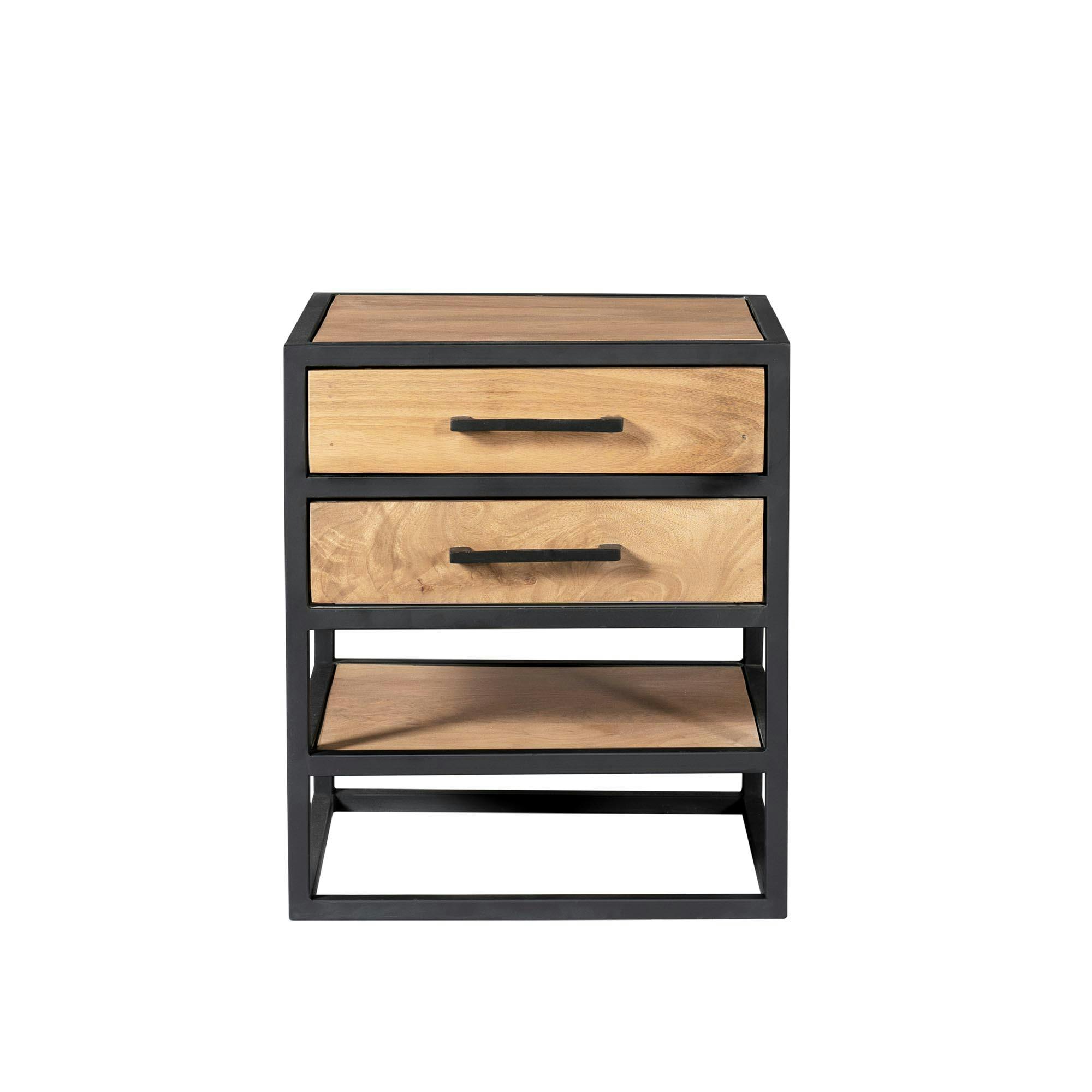 Table de chevet 2 tiroirs en bois clair moderne MILORA