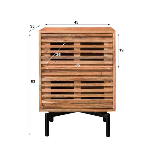Table de chevet 2 tiroirs motif baguette en bois d'acacia MELBOURNE