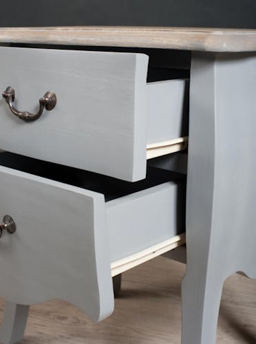 Table de chevet 2 tiroirs Noir Baroque Manguier 50x33x61cm ODYSSÉE