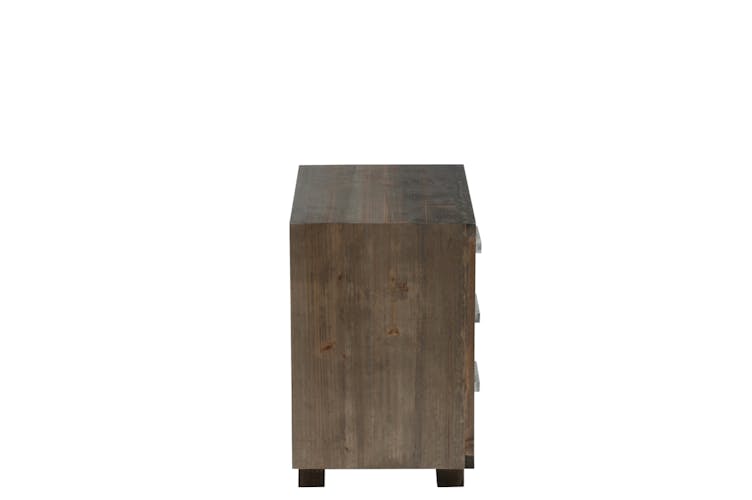 Table de chevet 3 tiroirs, bois gris et naturel - 50x35x55cm FOREST