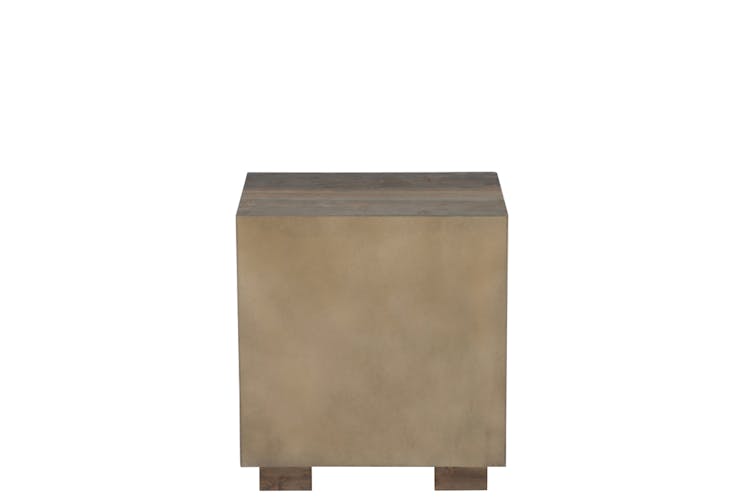 Table de chevet 3 tiroirs, bois gris et naturel - 50x35x55cm FOREST
