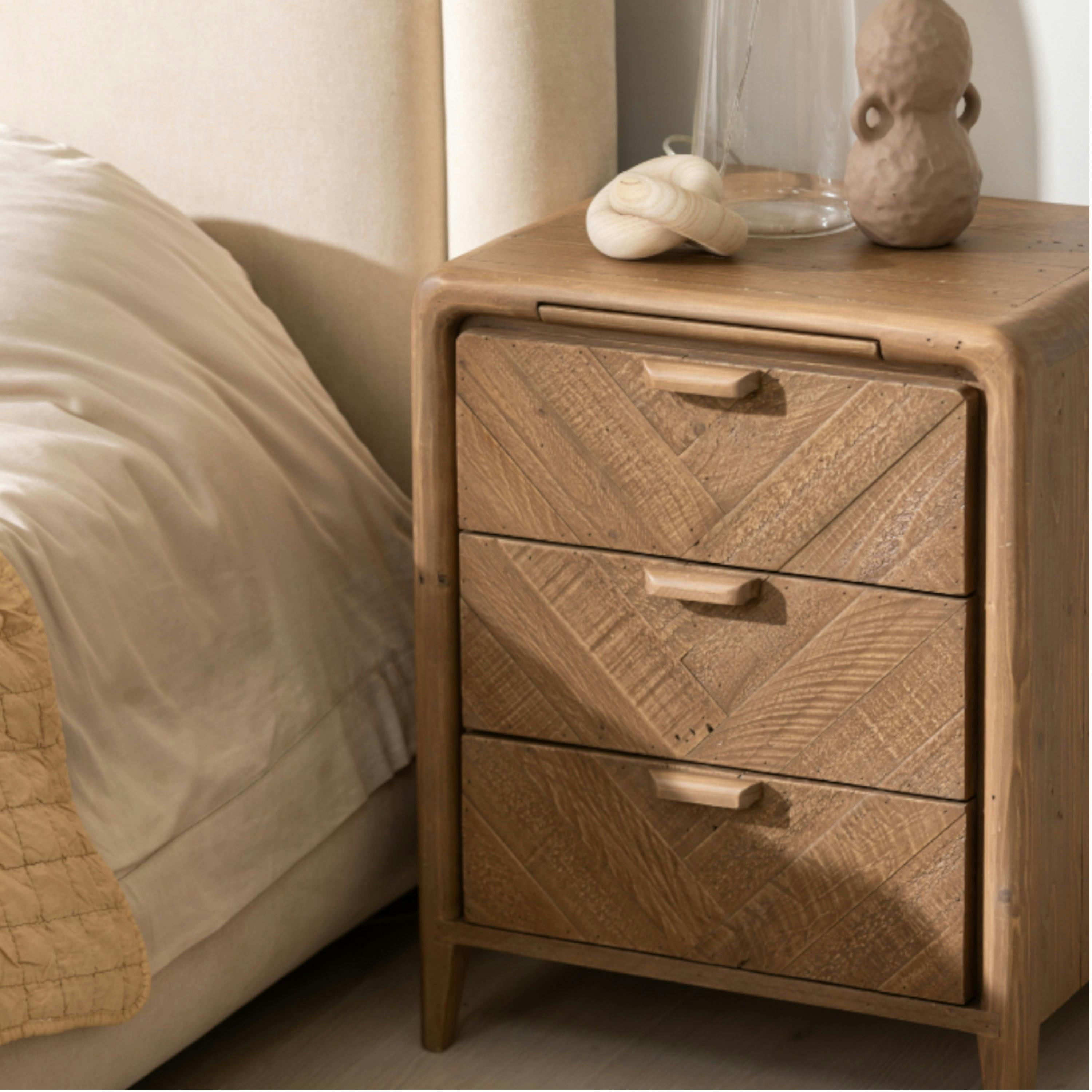 Table de chevet 3 tiroirs bois recyclé KEARNEY