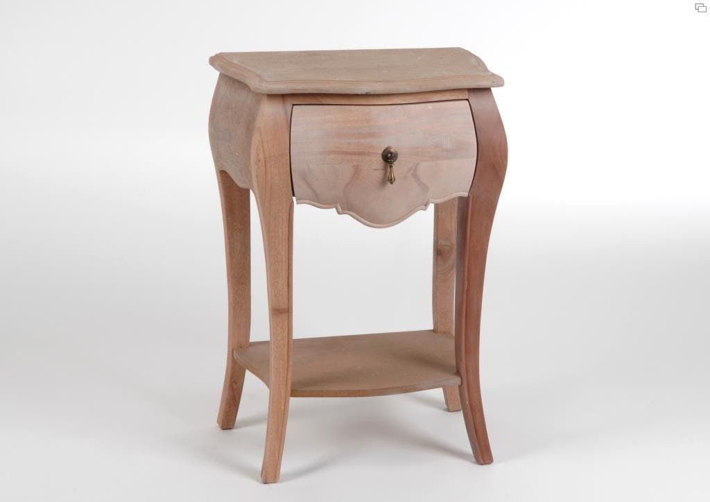 Table de chevet baroque bois brut 1 tiroir en bois MURANO L 45 x P 30 x  H 65 AMADEUS