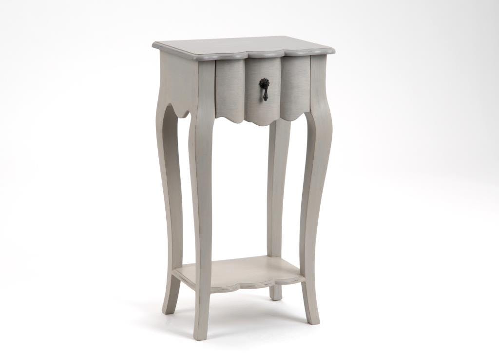 Table de chevet baroque en bois gris 1 tiroir GRAND SIECLE L40xP30xH75 AMADEUS
