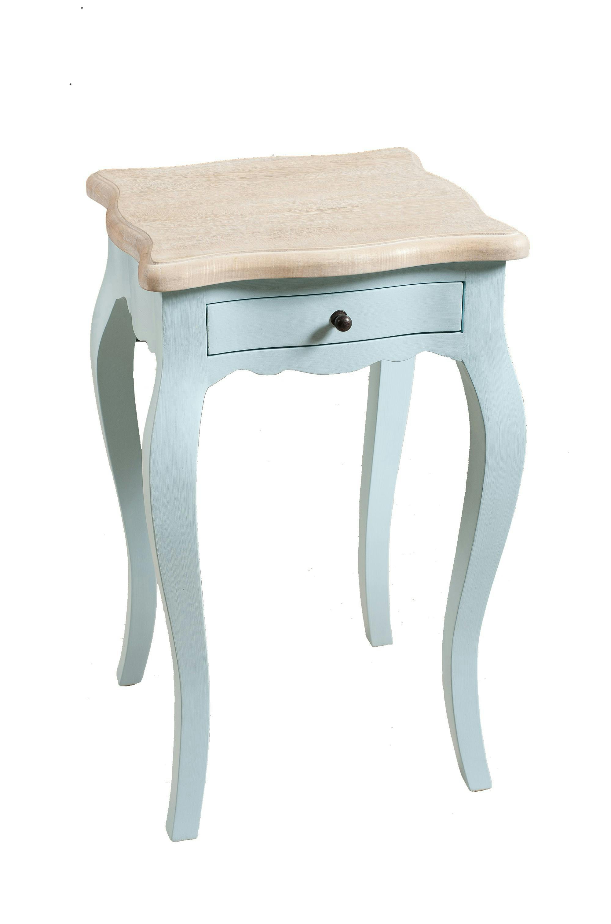 Table de chevet Baroque manguier bleu ciel 66cm ODYSSEE