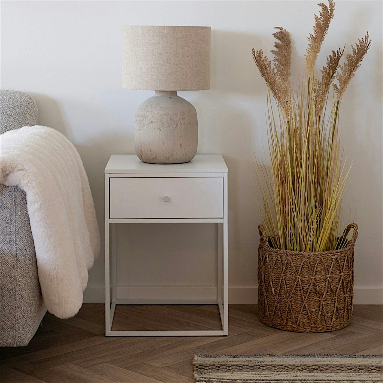 Table de chevet blanche 1 tiroir VARDE