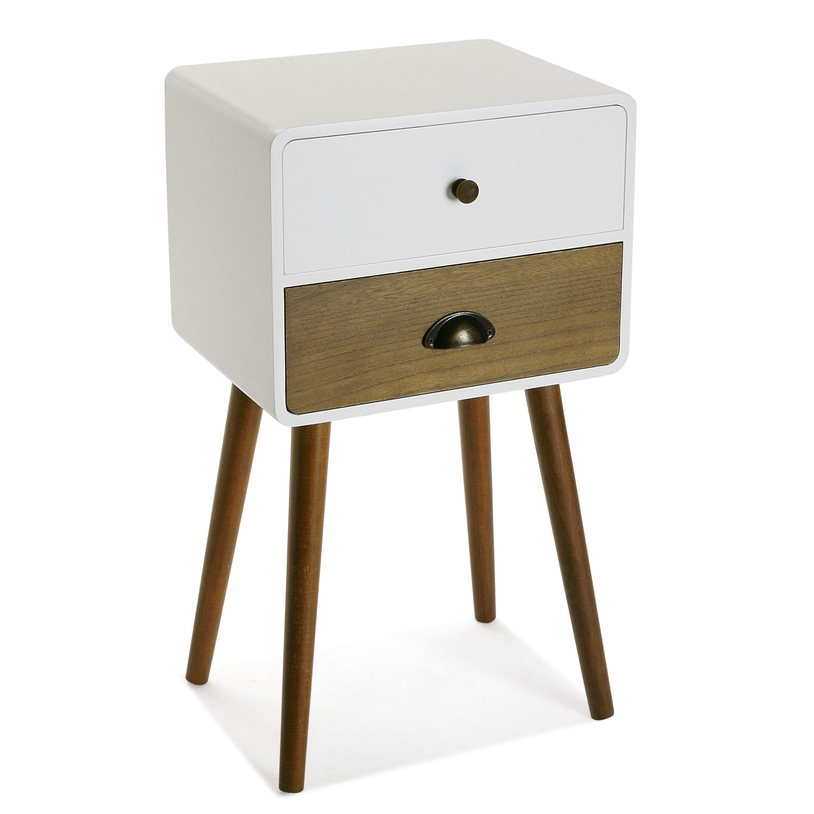 Table de chevet blanche 2 tiroirs OLONNE