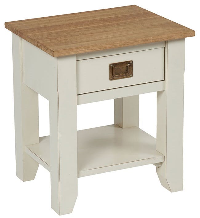 Table de chevet blanche crème bois BRIEUC