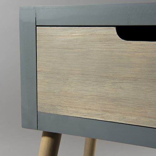 Table de chevet bois gris effet béton 1 tiroir LORENS