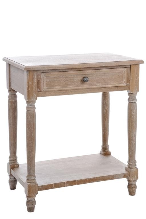 Table de chevet bois naturel patiné grisé blanchi 1 tiroir 1 étagère L60xP37xH69cm PAOLIA